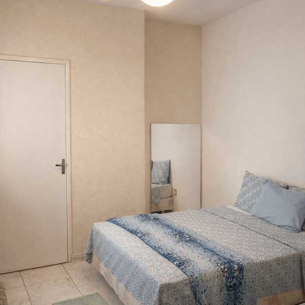 Quarto casal cama azul